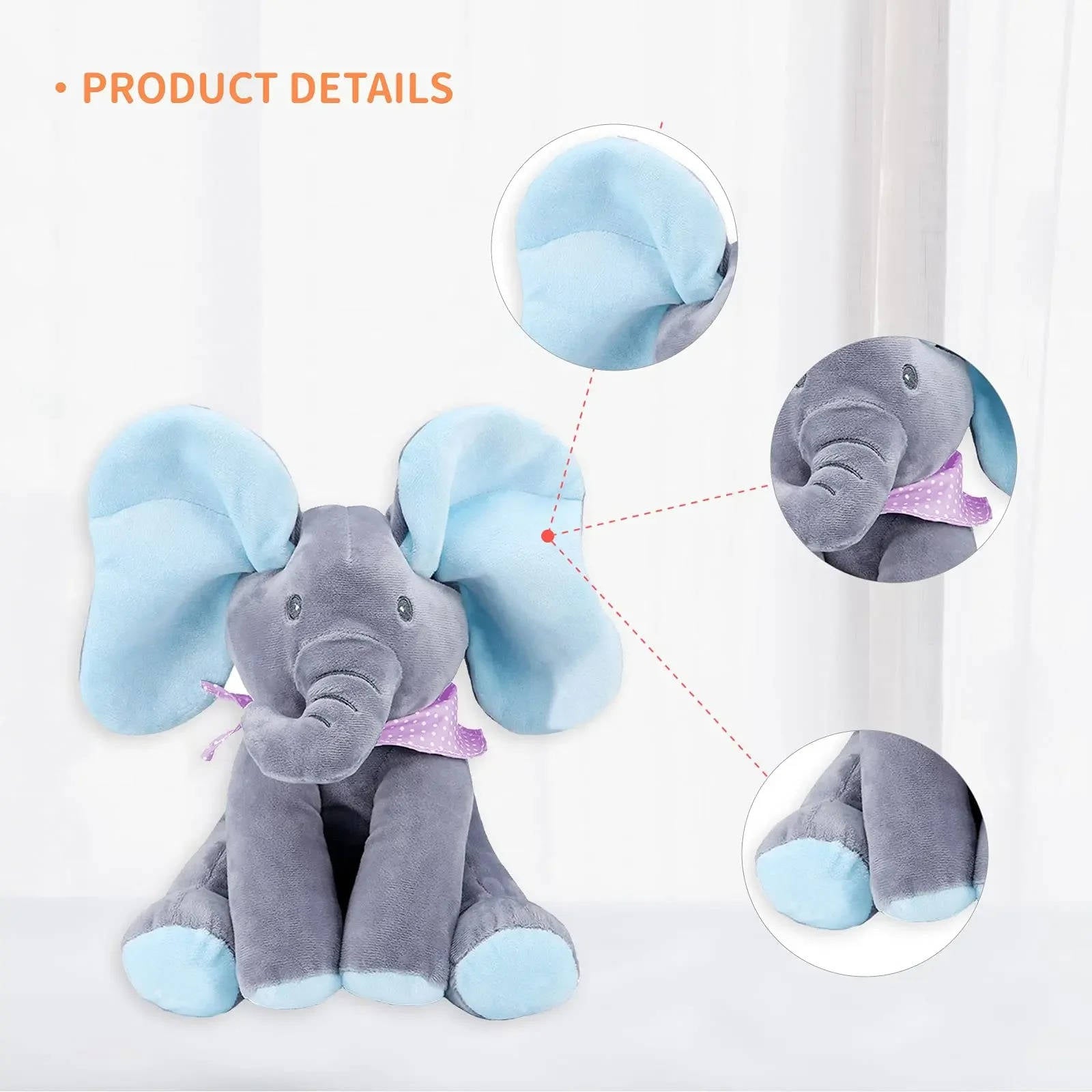 Elefante de peluche interactivo con cucú y canciones