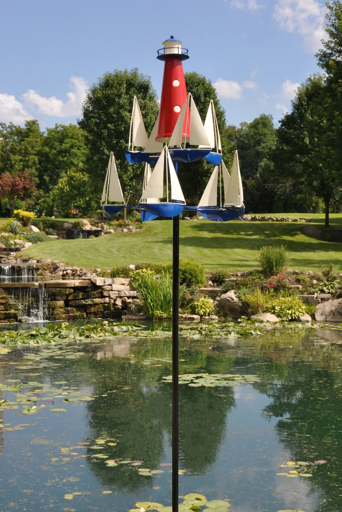 Escultura de viento | Diseño de barco y faro | Metal macizo