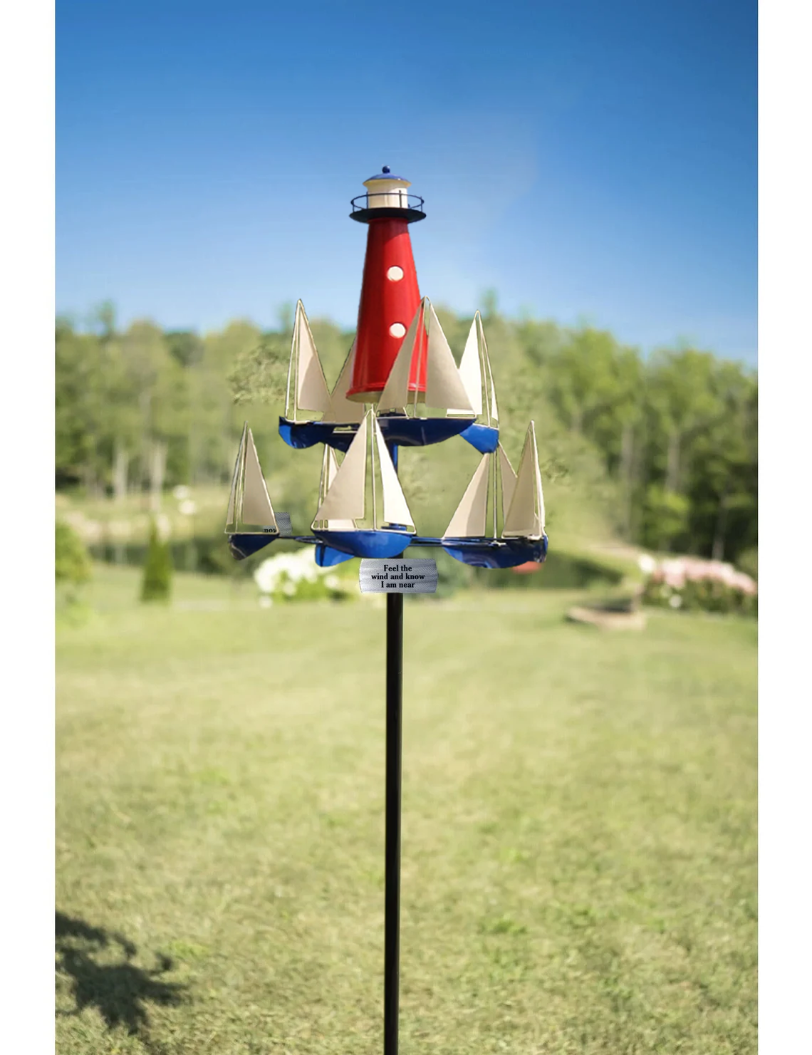 Escultura de viento | Diseño de barco y faro | Metal macizo
