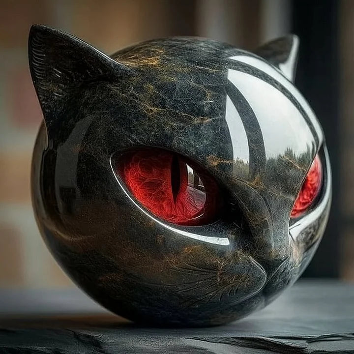 Escultura NoirCat – Cabeza de gato negro con ojos hipnóticos