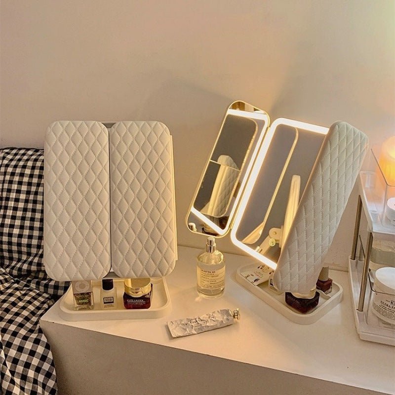 Espejo de Maquillaje Tríptico LED con 3 Modos de Luz