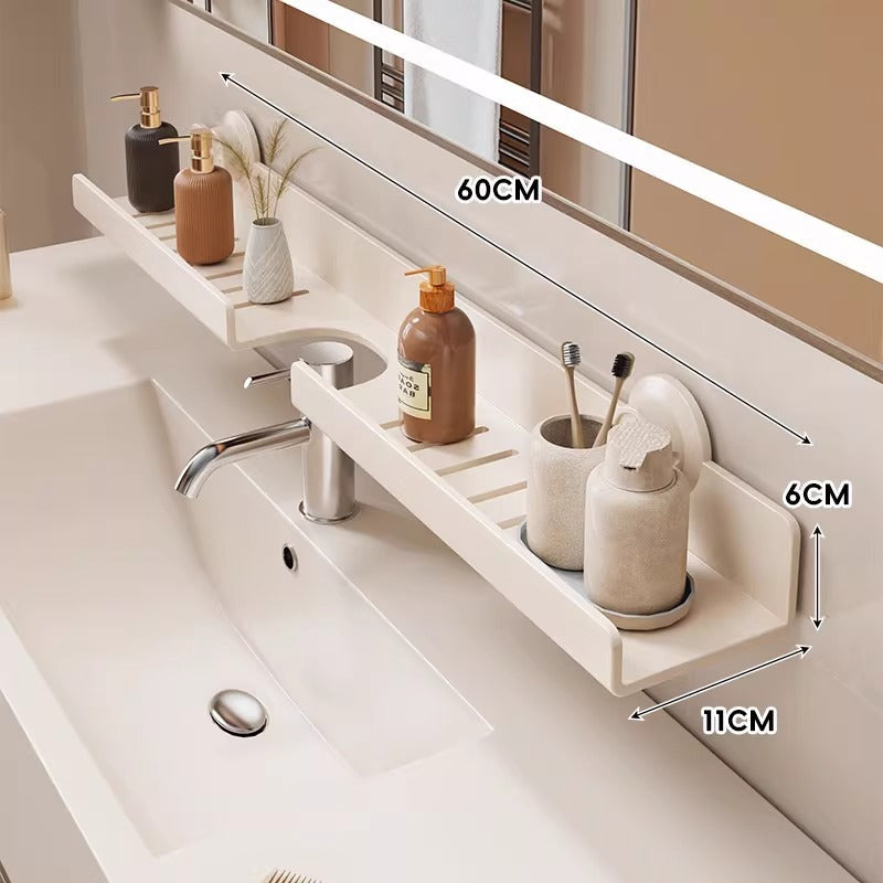 Estante de baño estrecho con ventilación y montaje por ventosas