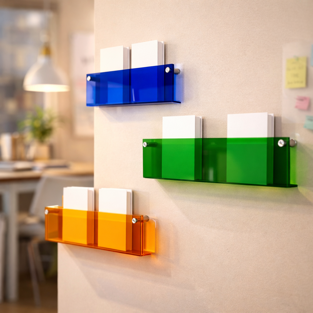 Estante de pared acrílico flotante para revistas y almacenamiento