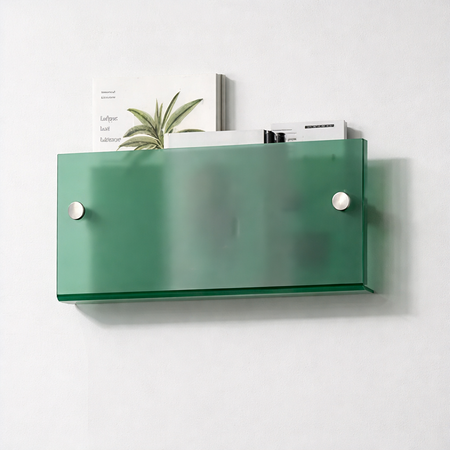Estante de pared acrílico flotante para revistas y almacenamiento