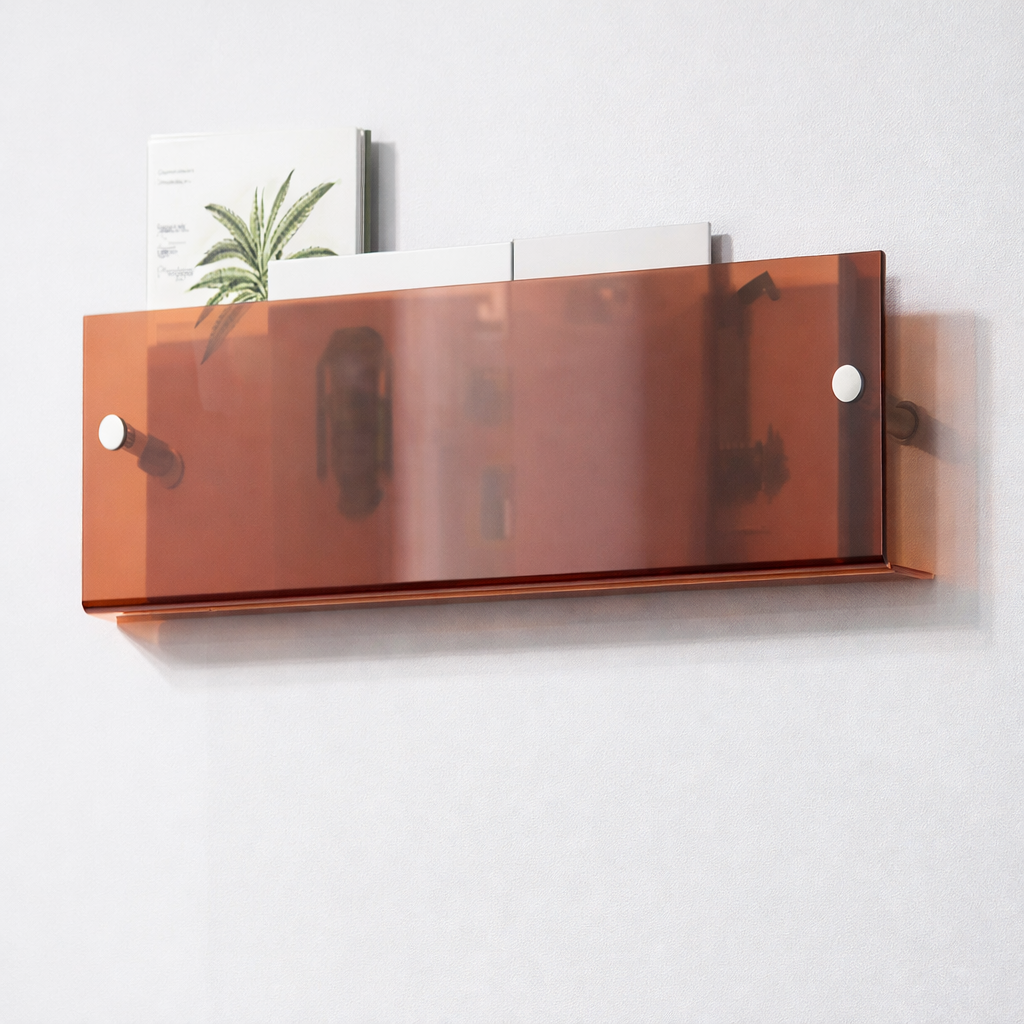 Estante de pared acrílico flotante para revistas y almacenamiento