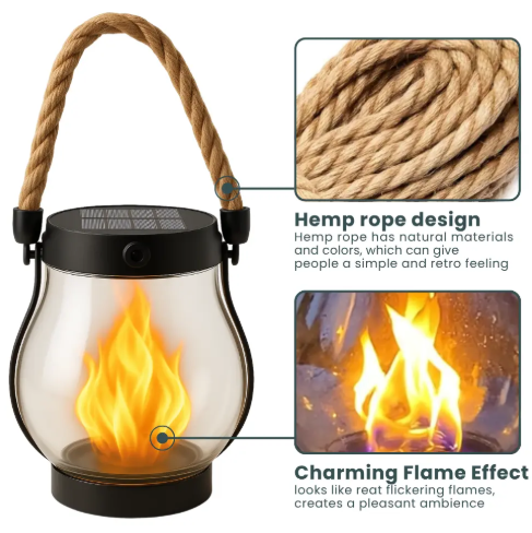 Farol recargable por USB con asa de cuerda