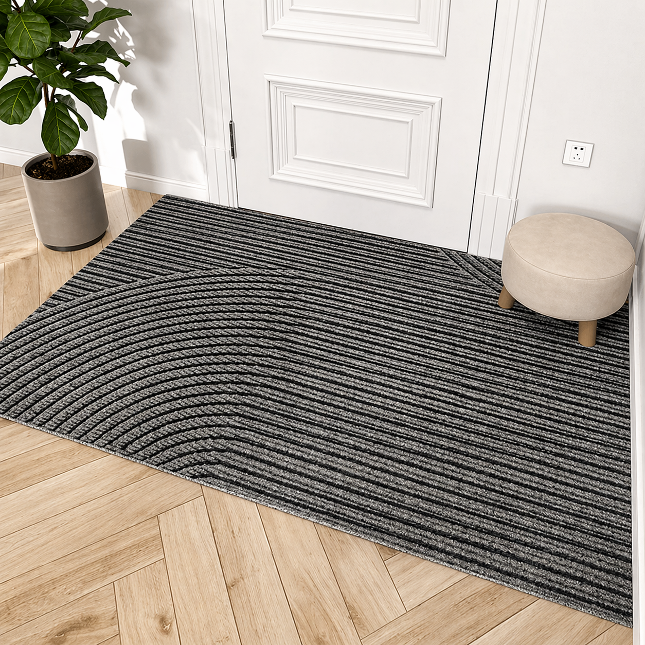 Felpudo antideslizante duradero | Alfombrilla de entrada moderna resistente a la suciedad
