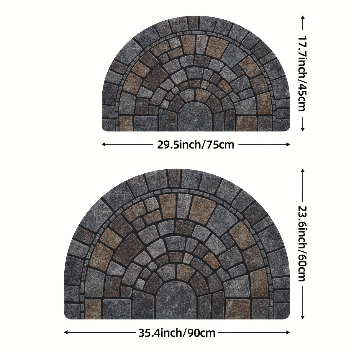 Felpudo semicircular con diseño de mosaico para interior y exterior