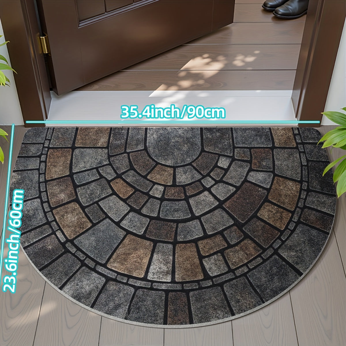 Felpudo semicircular con diseño de mosaico para interior y exterior