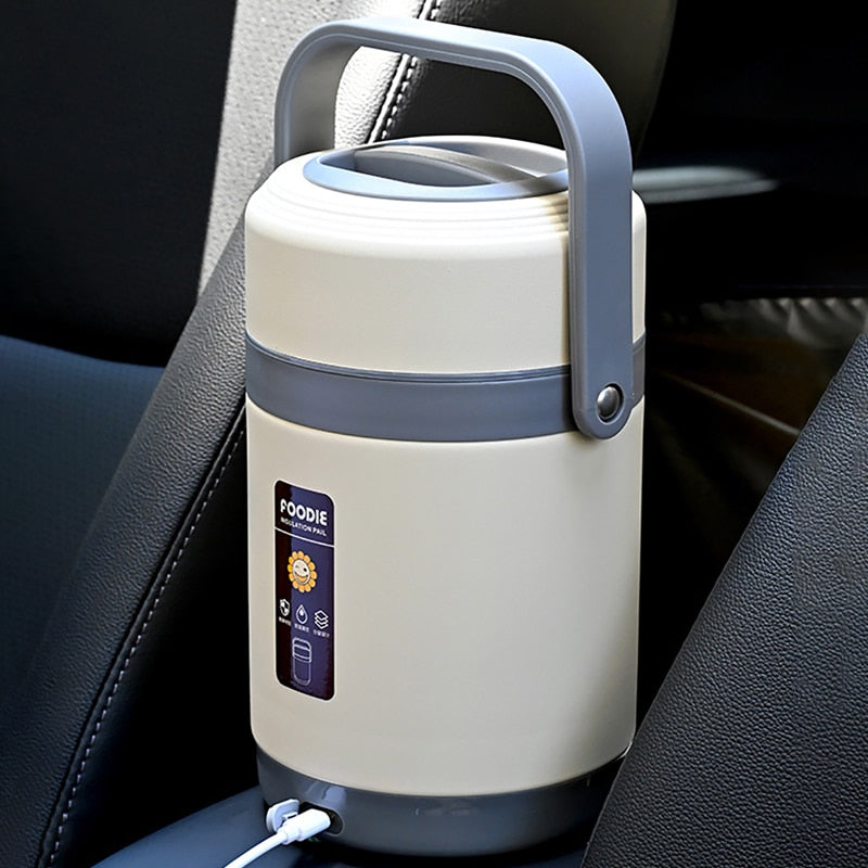 Fiambrera eléctrica USB de acero inoxidable 304, calentador de comida portátil