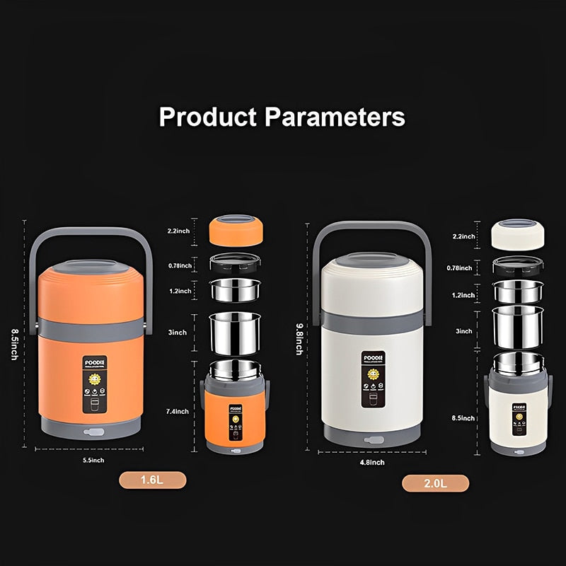 Fiambrera eléctrica USB de acero inoxidable 304, calentador de comida portátil