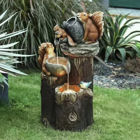 Fuente solar de jardín con bebedero para pájaros