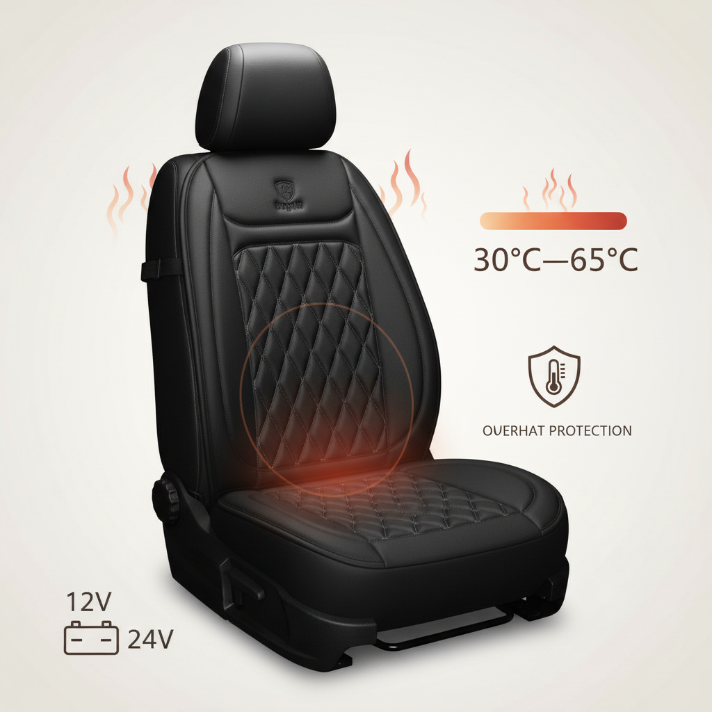 Funda de asiento de coche con calefacción | Control de temperatura ajustable 30 °C-65 °C para coches, camiones y hogar