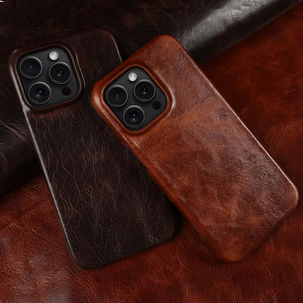 Funda de piel de vacuno artesanal para iPhone