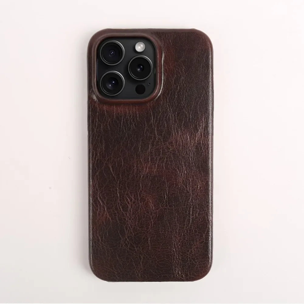 Funda de piel de vacuno artesanal para iPhone