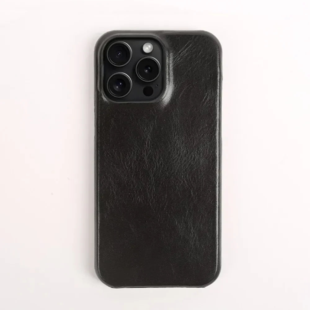 Funda de piel de vacuno artesanal para iPhone