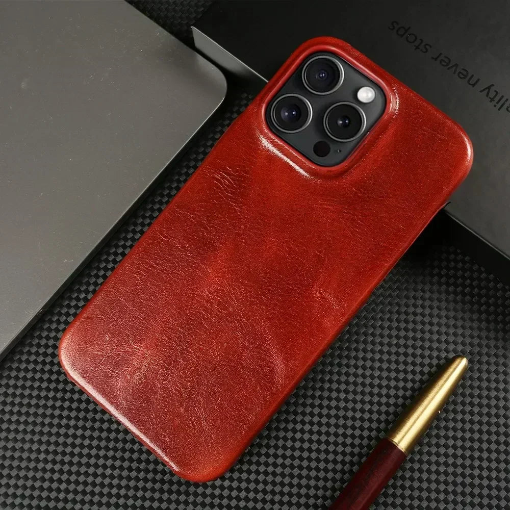 Funda de piel de vacuno artesanal para iPhone