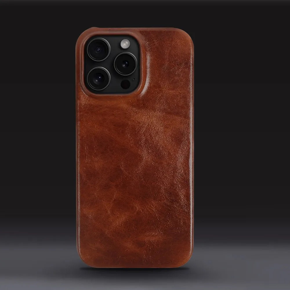 Funda de piel de vacuno artesanal para iPhone