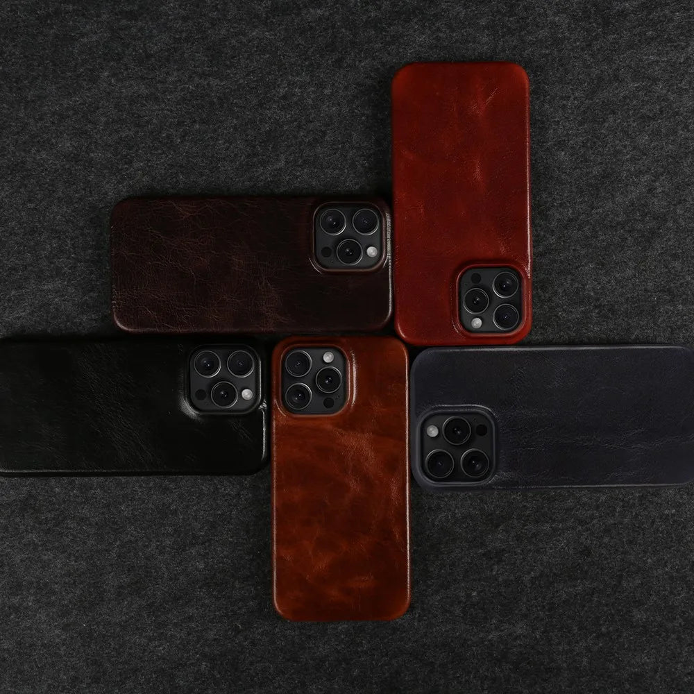 Funda de piel de vacuno artesanal para iPhone