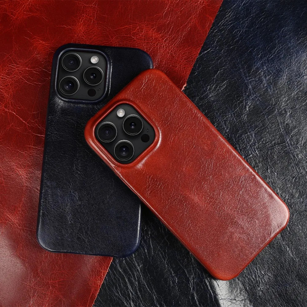 Funda de piel de vacuno artesanal para iPhone