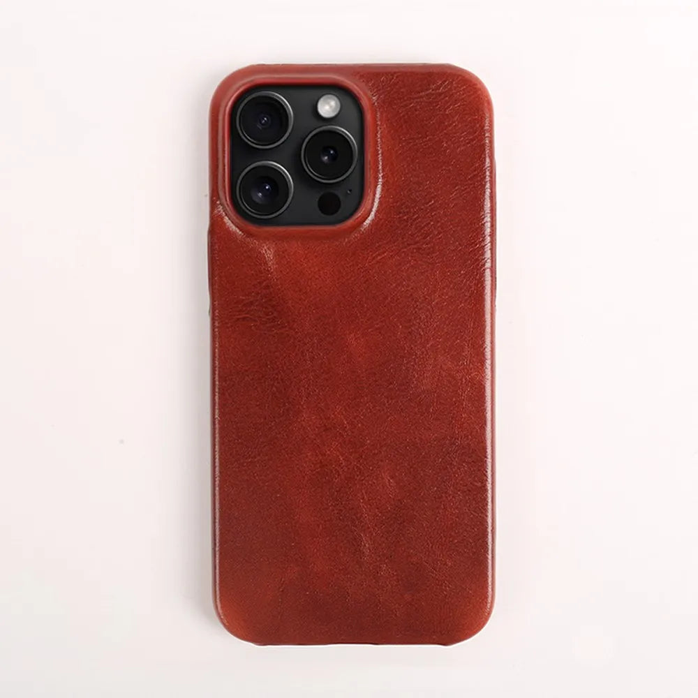 Funda de piel de vacuno artesanal para iPhone