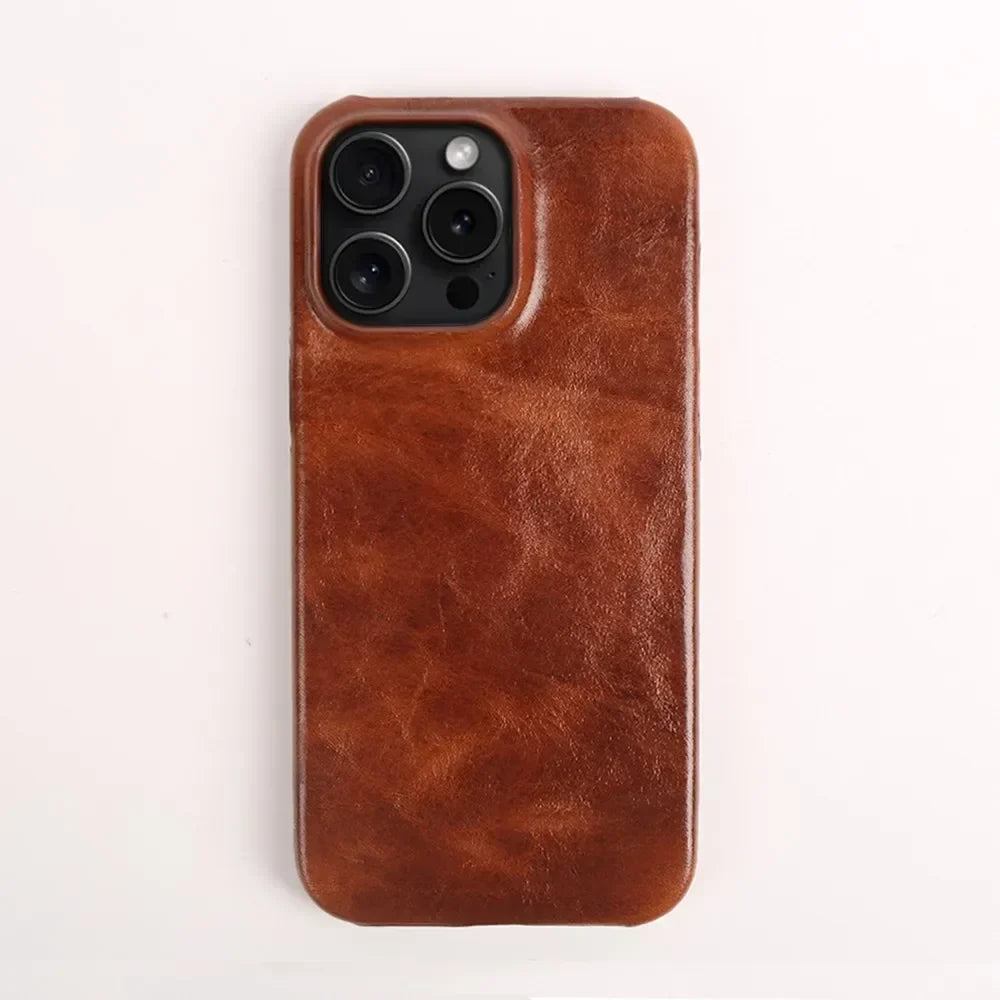 Funda de piel de vacuno artesanal para iPhone