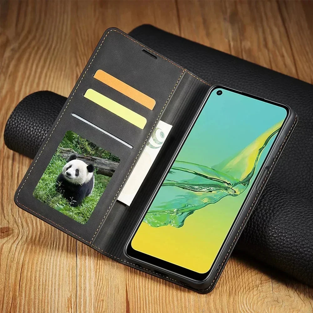 Funda magnética de piel para móviles Samsung: protección elegante