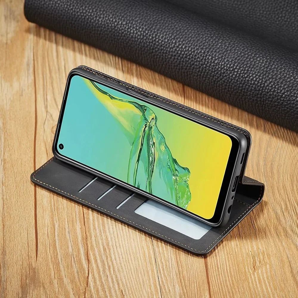 Funda magnética de piel para móviles Samsung: protección elegante