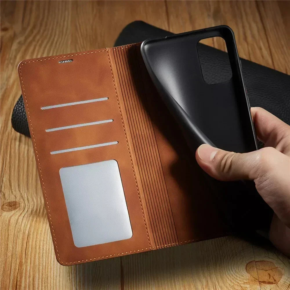Funda magnética de piel para móviles Samsung: protección elegante