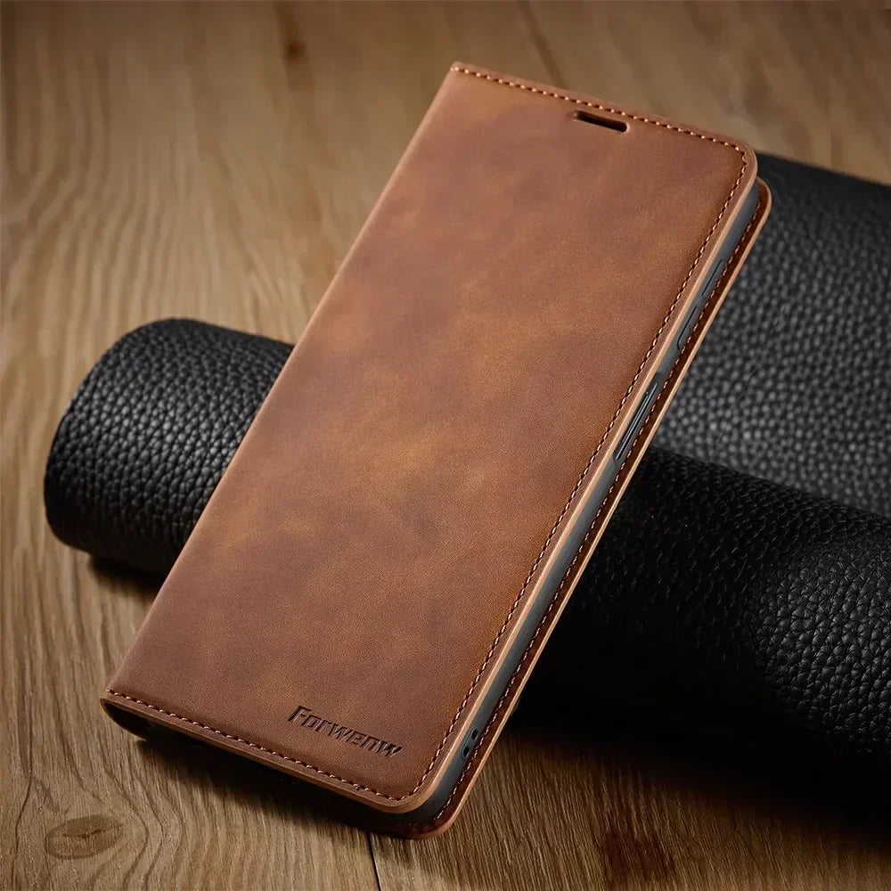 Funda magnética de piel para móviles Samsung: protección elegante