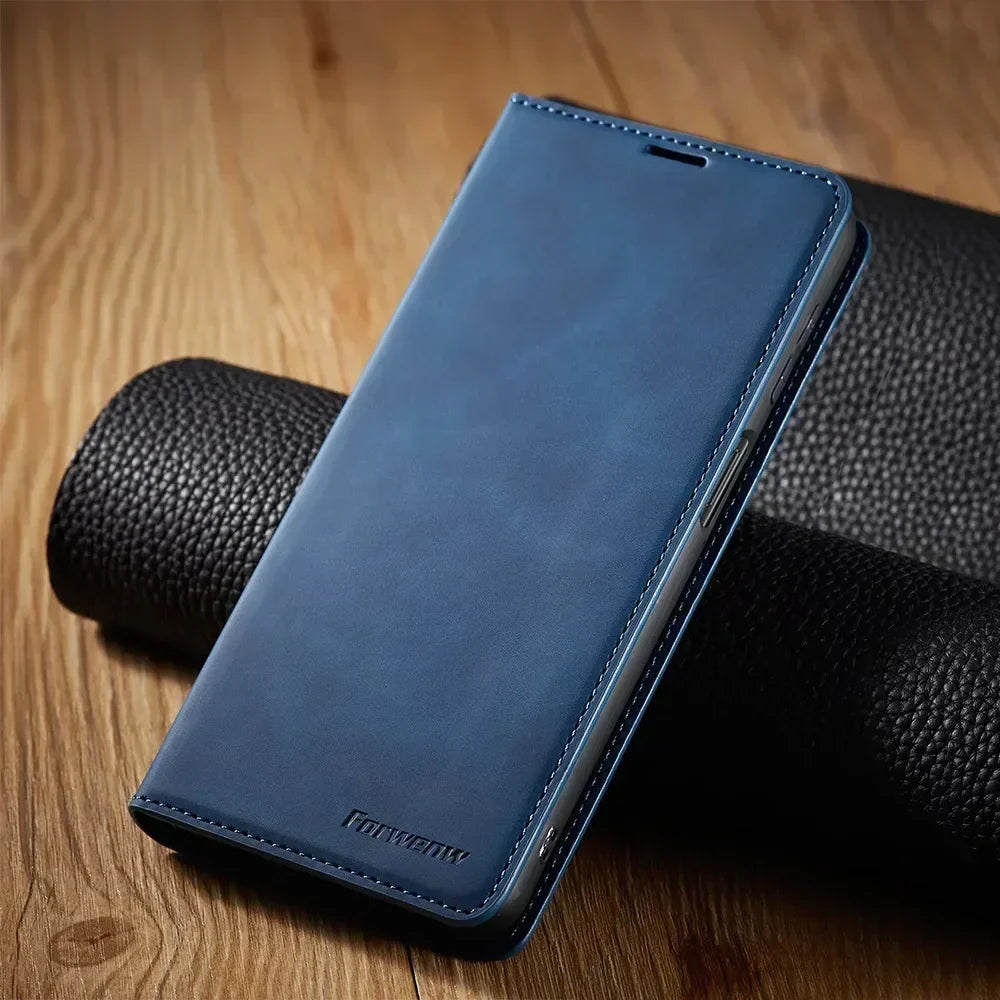 Funda magnética de piel para móviles Samsung: protección elegante