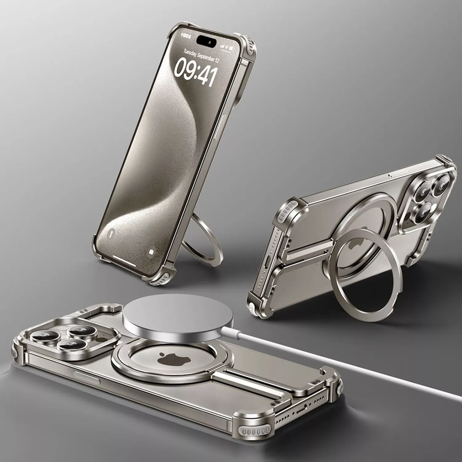 Funda MagSafe sin bordes Quellio EvoBorder, aleación de aluminio, compatible con iPhone 13-16