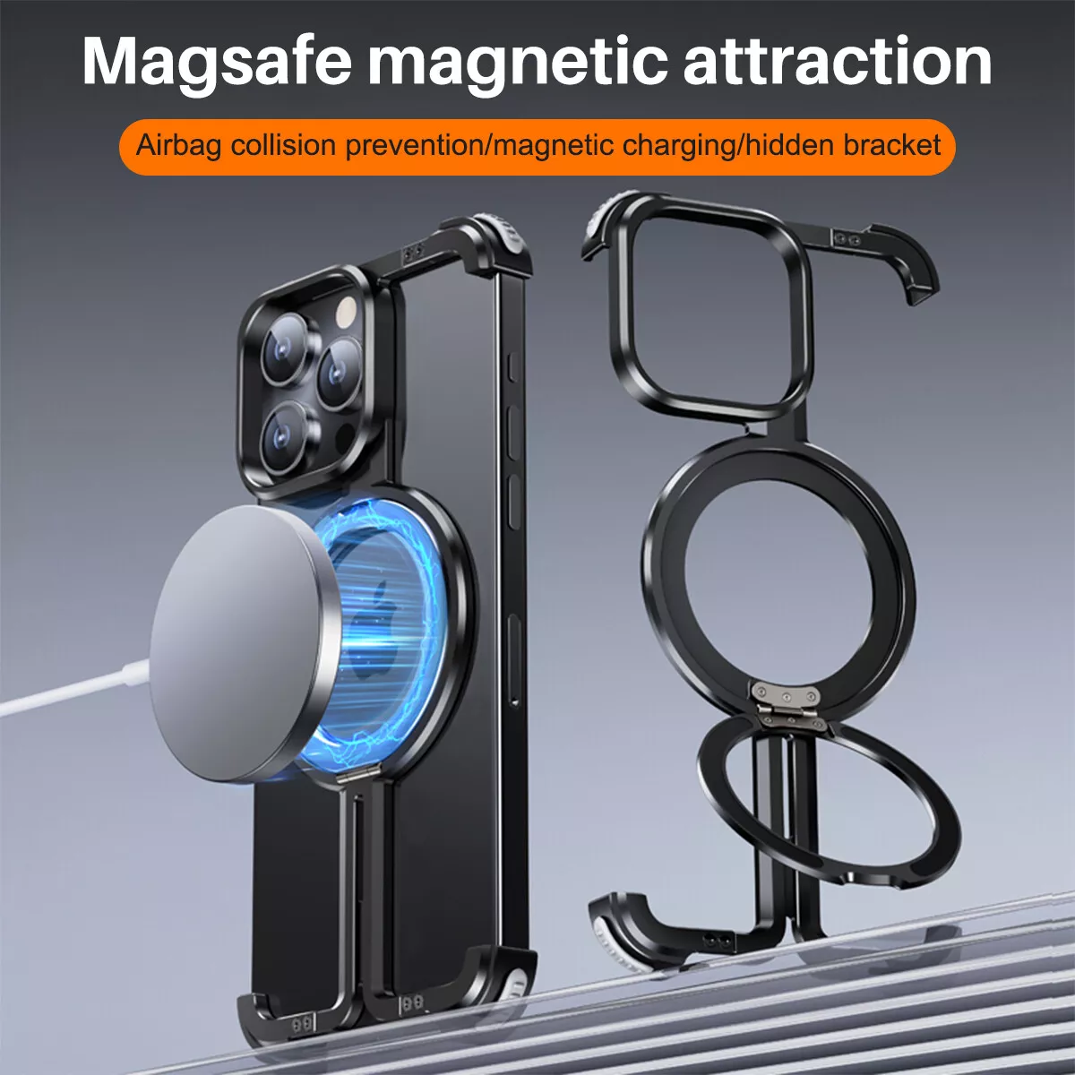 Funda MagSafe sin bordes Quellio EvoBorder, aleación de aluminio, compatible con iPhone 13-16