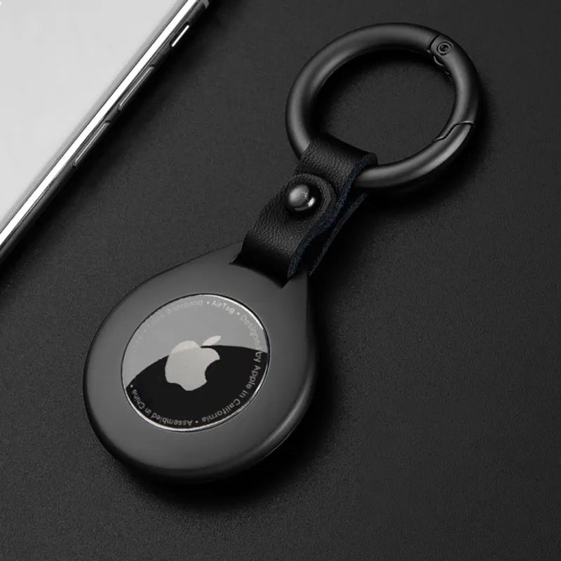 Funda protectora de piel y metal con colgante para Apple AirTags