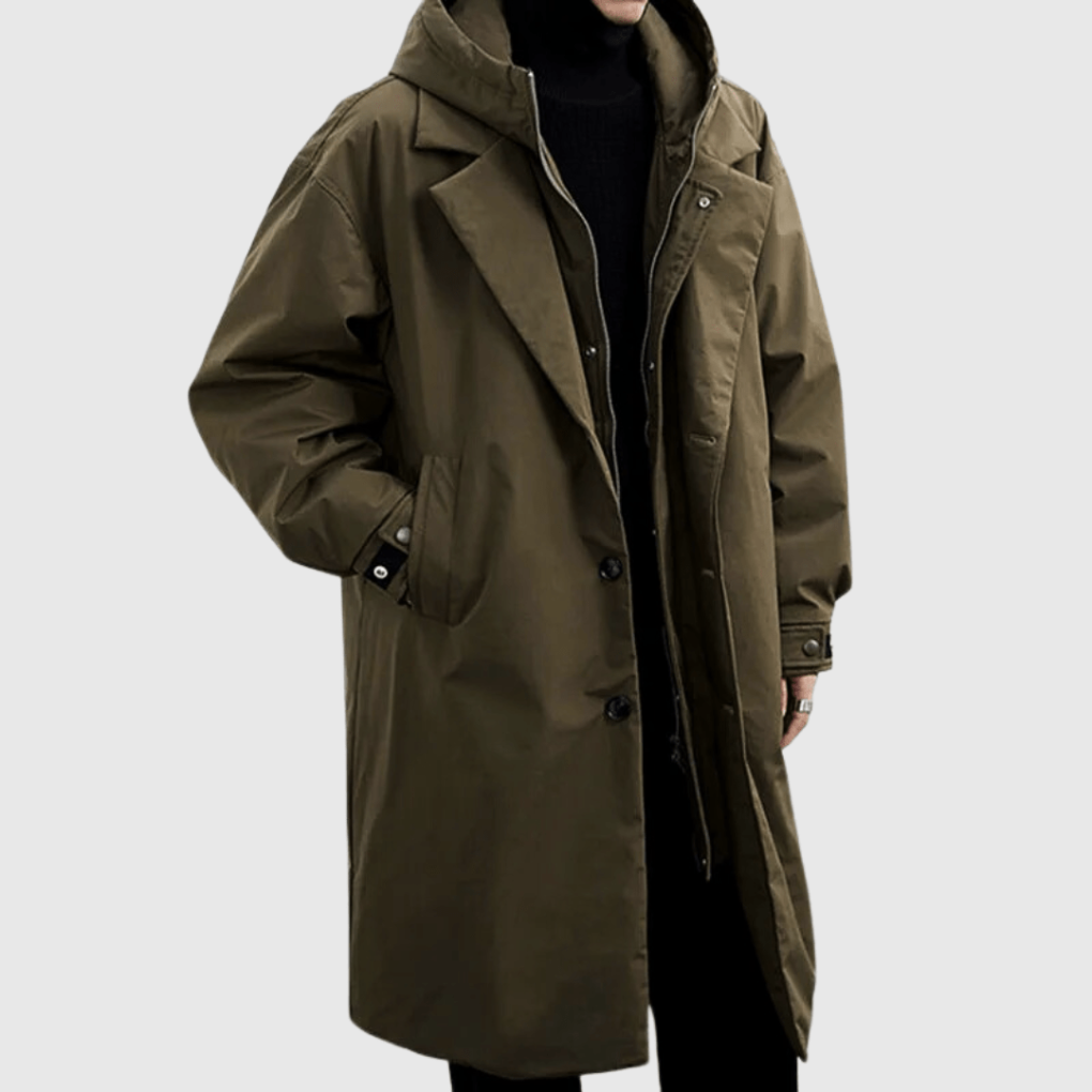 Gabardina impermeable con capucha para hombre