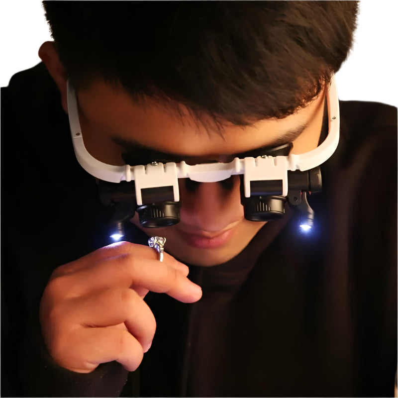 Gafas lupa LED con zoom de 8x, 15x y 23x