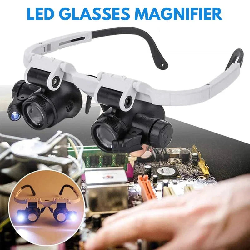 Gafas lupa LED con zoom de 8x, 15x y 23x