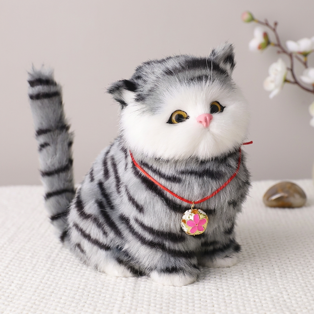 Gatito robot interactivo realista atigrado, gato robot que camina y maúlla