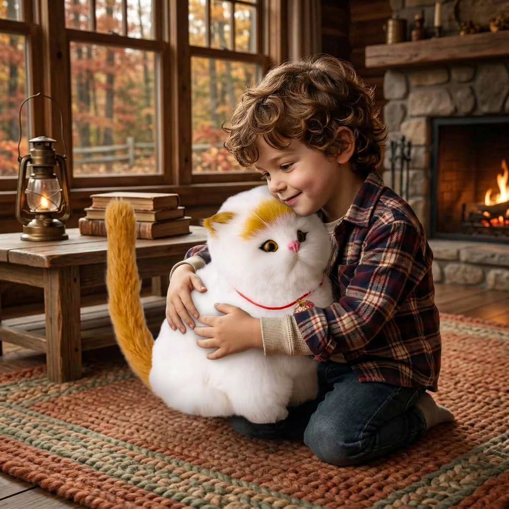 Gatito robot interactivo realista atigrado, gato robot que camina y maúlla