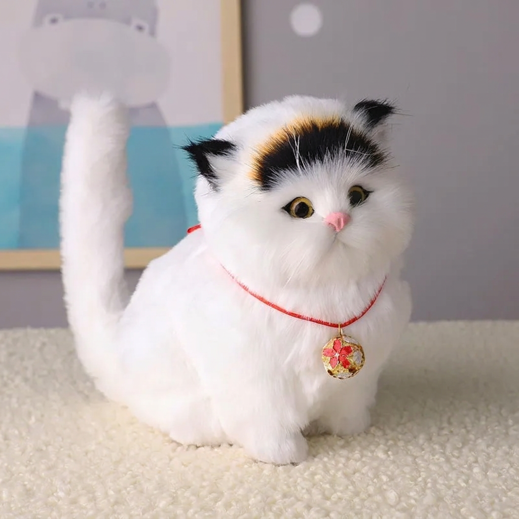 Gatito robot interactivo realista atigrado, gato robot que camina y maúlla