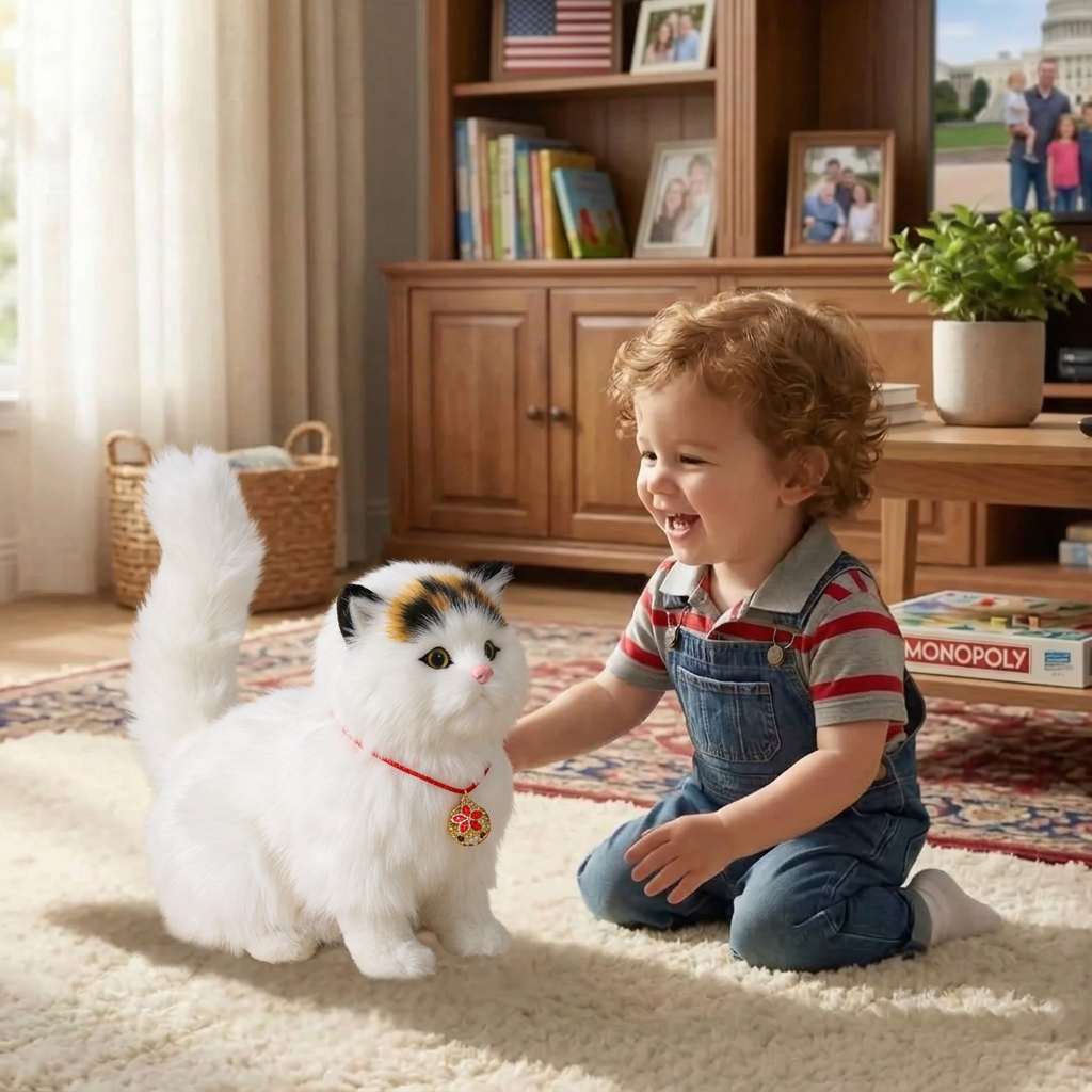 Gatito robot interactivo realista atigrado, gato robot que camina y maúlla