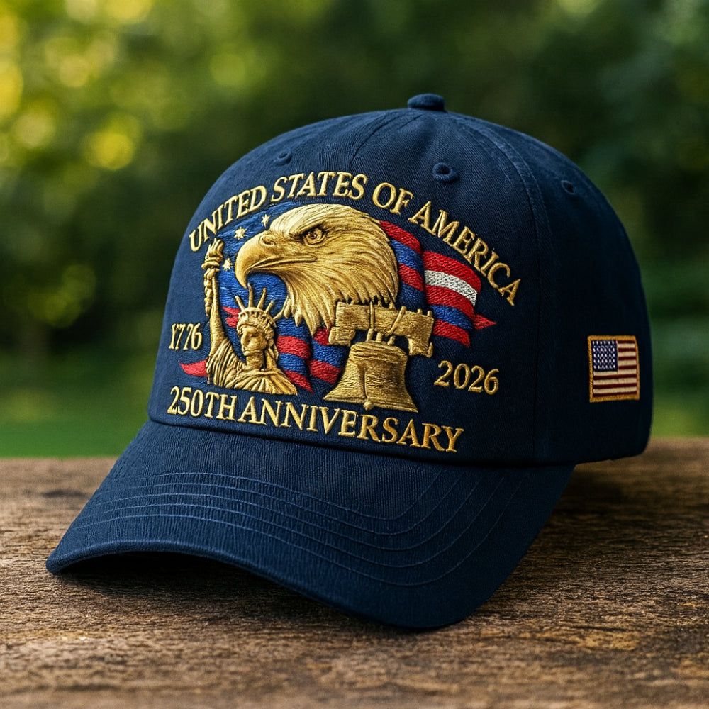 Gorra de béisbol patriótica con águila bordada 250 aniversario