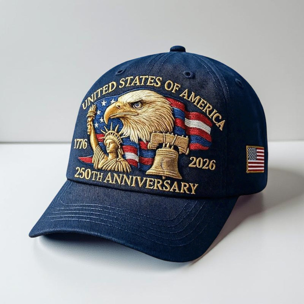 Gorra de béisbol patriótica con águila bordada 250 aniversario