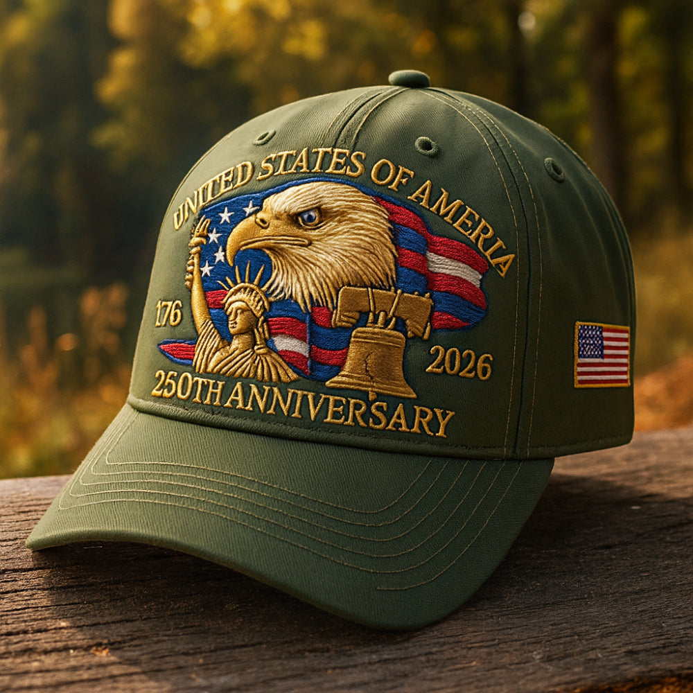 Gorra de béisbol patriótica con águila bordada 250 aniversario