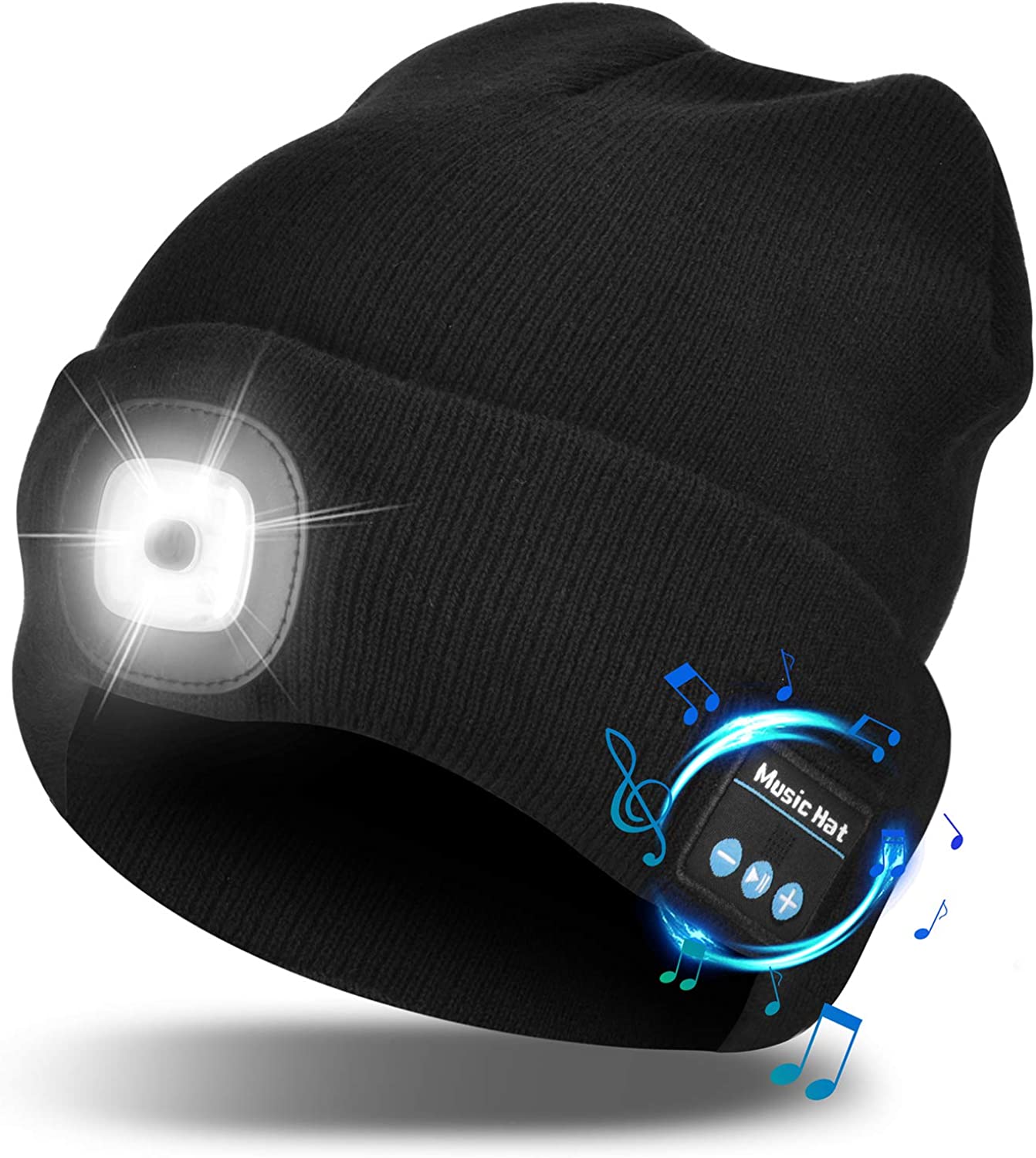 Gorro con luz LED y auriculares Bluetooth inalámbricos