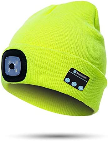Gorro con luz LED y auriculares Bluetooth inalámbricos