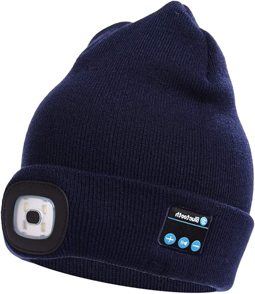 Gorro con luz LED y auriculares Bluetooth inalámbricos