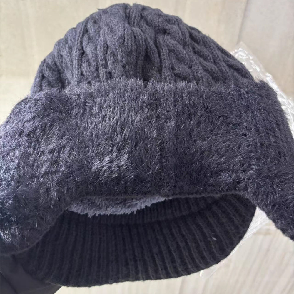 Gorro de invierno tipo trapper con orejeras de punto
