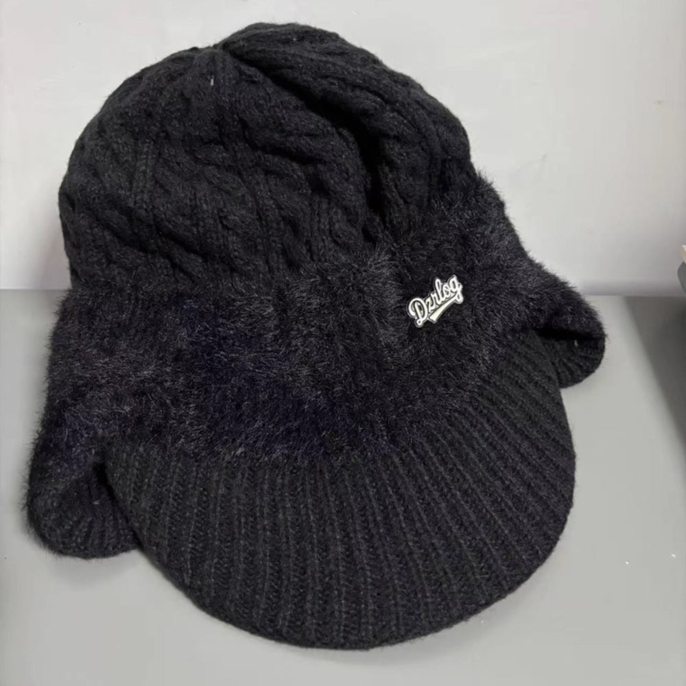 Gorro de invierno tipo trapper con orejeras de punto