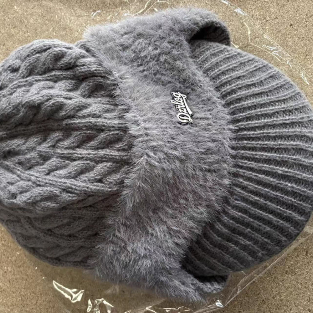 Gorro de invierno tipo trapper con orejeras de punto